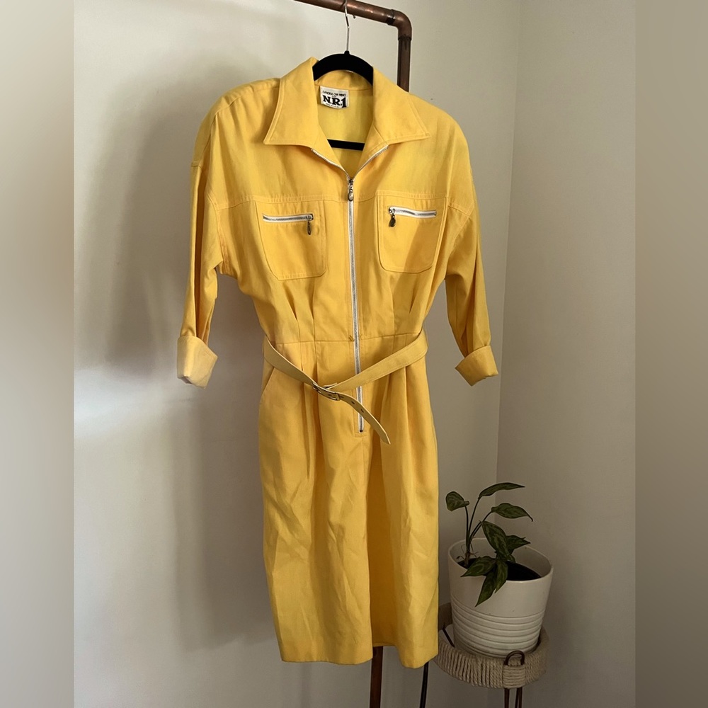 Sandra Ow-Wing for N.R.1 Vintage Yellow Jumpsuit Dress